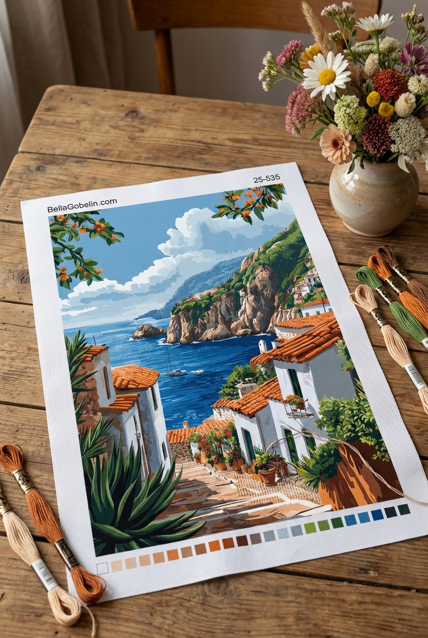 Mediterrán városka a tengerparton