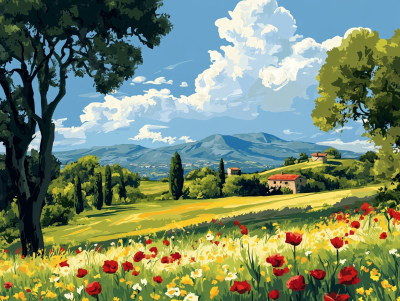 Toscana pipacsokkal