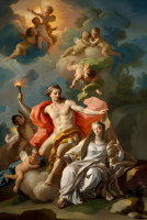 Anton Raphael Mengs - Apolló, Mnémosyne és a kilenc múzsa replika